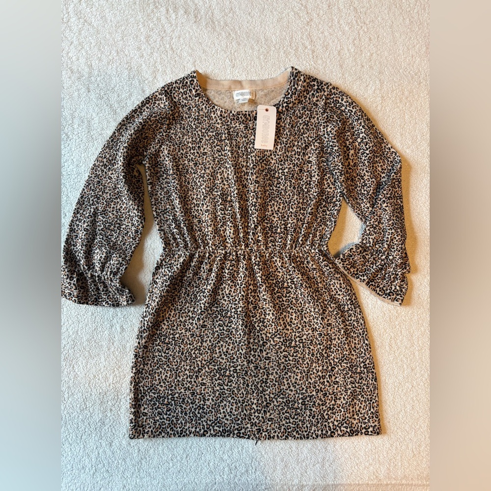 Gymboree NWT Tan and Black Animal Print Long Sleeve Dress, Sz 3T - Picture 1 of 6